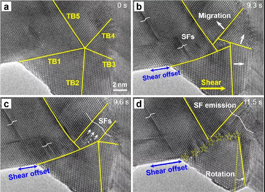 浙江大學(xué)使用原位電鏡技術(shù)揭示五重孿晶的內(nèi)在變形機(jī)制(圖2)